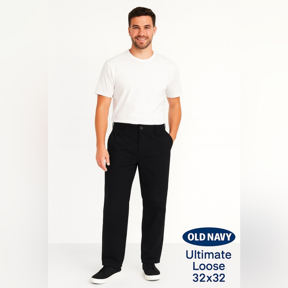 Old Navy Ultimate Loose Black Pants Men’s 32x32 | Straight-Leg Chinos